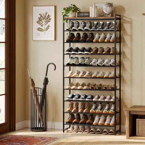 10 tier shoe rack organizer for 40-50 pairs shown in use