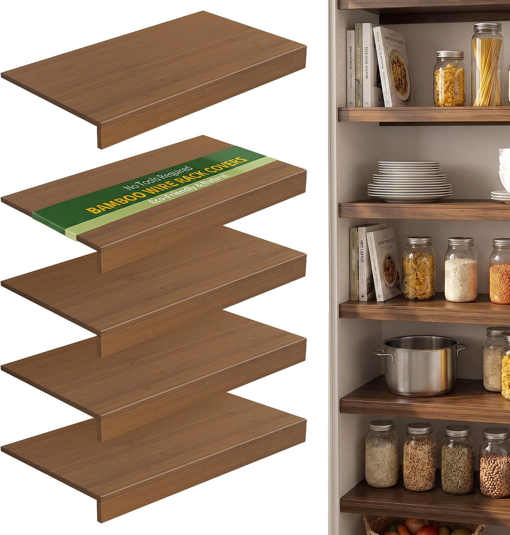 Wire Shelf Covers, Bamboo Wire Rack Covers (4PCS, 40" W x 16" D) Wa...