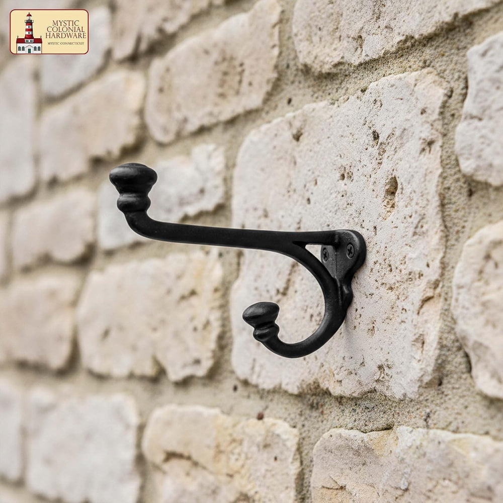 Mystic Colonial Rustic Cast Iron Wall Hooks Heavy Duty Retro Utility Hooks fo...