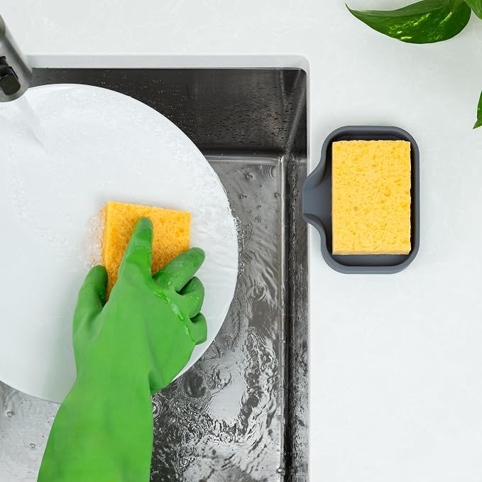 Zulay Kitchen Small Silicone Sponge Holder – Space-Saving Sink Organizer Tray - Image 3