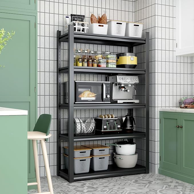 72" H Garage Shelving, Metal Storage Shelves, Adjustable 5 Tier Storage Rack - Image 7