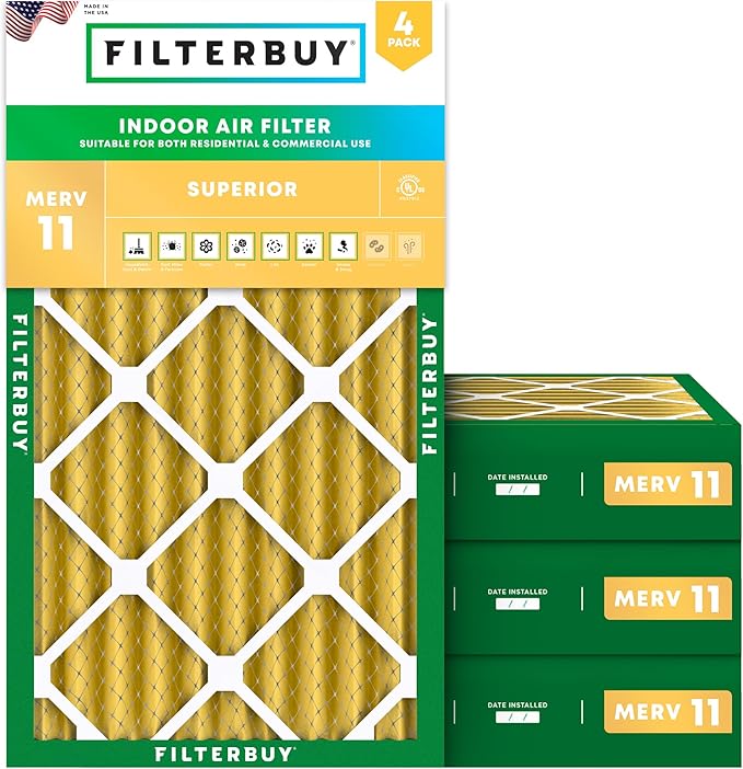 Filterbuy 16x24x4 Air Filter MERV 11 Allergen Defense Replacement, by Filterbuy