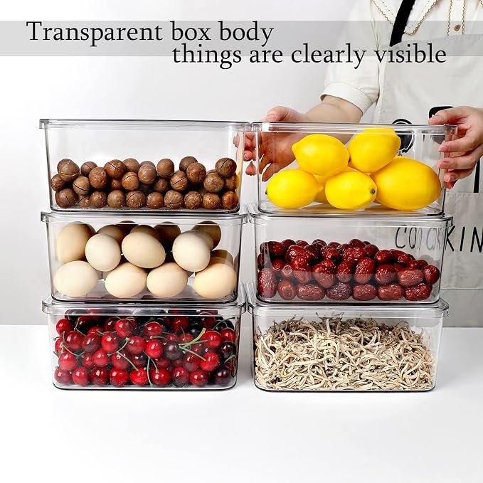 Clear Storage Bins With Lids, 4 Packs Food Storage Organizer, Stackable Kitchen - Image 4