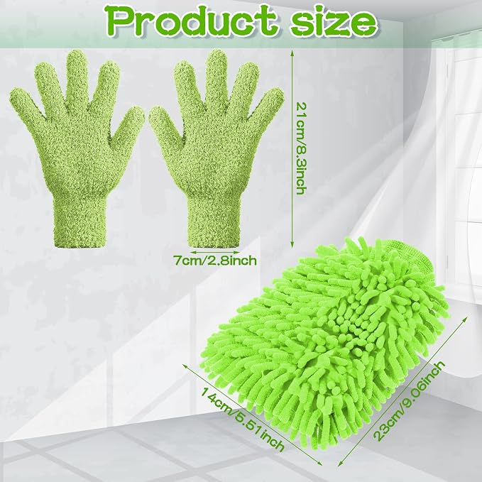 6 Pcs Microfiber Dusting Mitt Gloves Microfiber Washable Dusting Gloves Car - Image 2