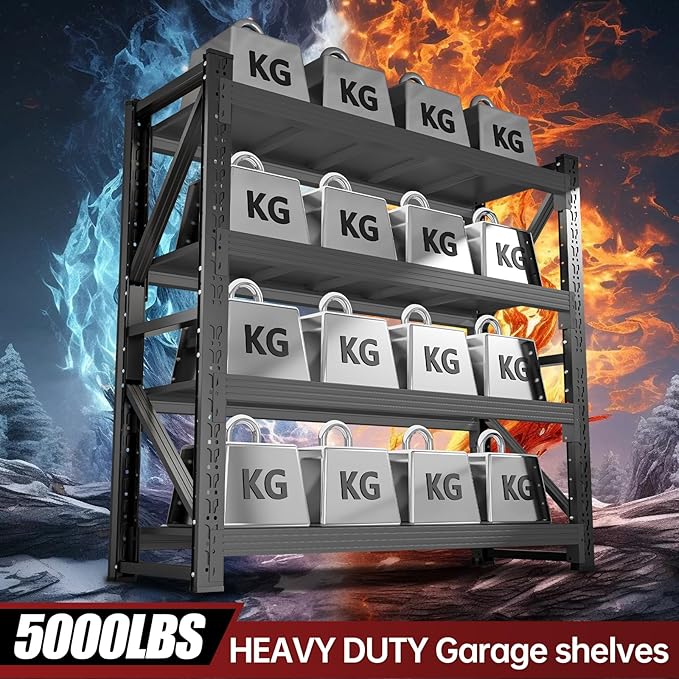 60" W Storage Shelves Heavy Duty, 4 Tier Metal Garage Shelving Units, 5000LBS - Image 3