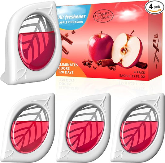 Air Freshener for Home, 4 Pack, Apple Cinnamon, Odor Eliminator for Small Area by Clean-n-Fresh