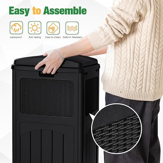 Flamaker 30 Gallon Trash Can, Resin Outdoor Garbage Can - Image 4