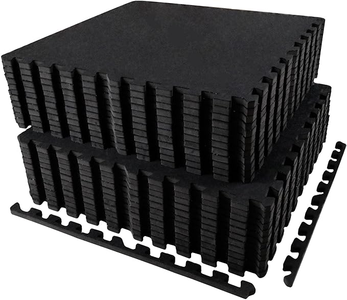AIRHOP 0.56in Thick 96 Sq Ft Exercise Equipment Mats, 24 Tiles Upgraded Rubber by Airhop