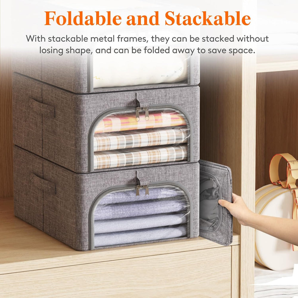 Lifewit 25L Clothes Storage Bins with Metal Frame for Closet, 6 Pack