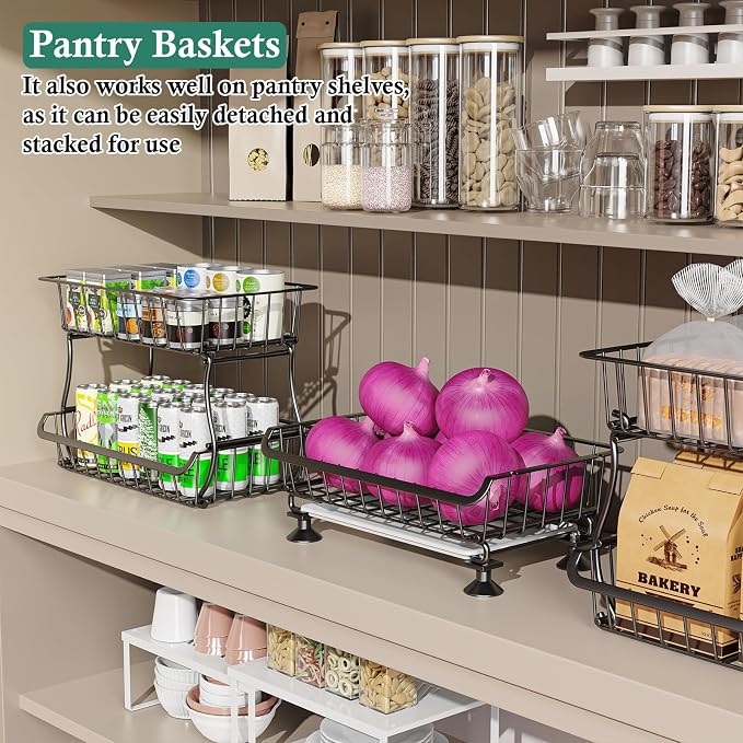 3-Tier Rolling Pantry Floor Organizer and Storage Cart - Image 3