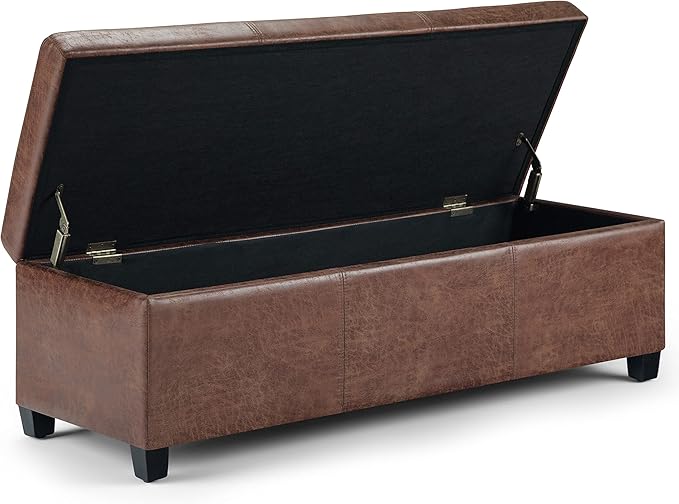 SIMPLIHOME Avalon 48 inch Wide Contemporary Rectangle Storage Ottoman Bench in - Image 5