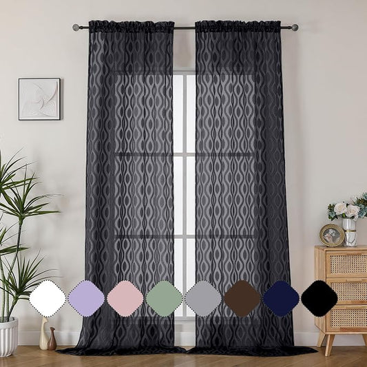 Aiyufeng Extra Long Sheer Curtains 96 Inches Long by Aiyufeng