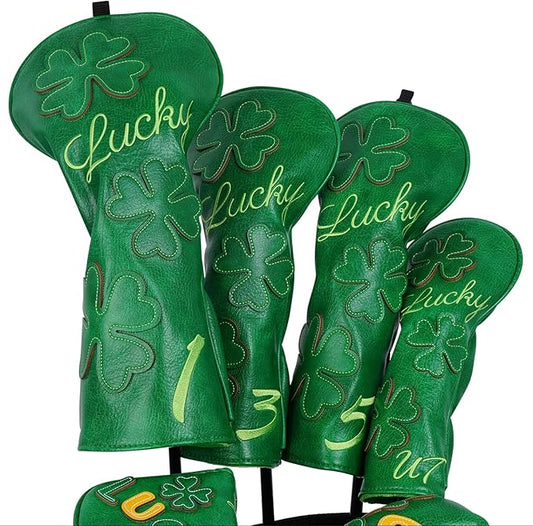 Golf Headcovers Golf Club Head Covers Four Leaf Clover Good Luck Charm by BigTeeth
