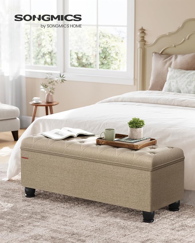 SONGMICS Storage Ottoman, Storage Bench, Tufted Entryway Bedroom Bench - Image 4