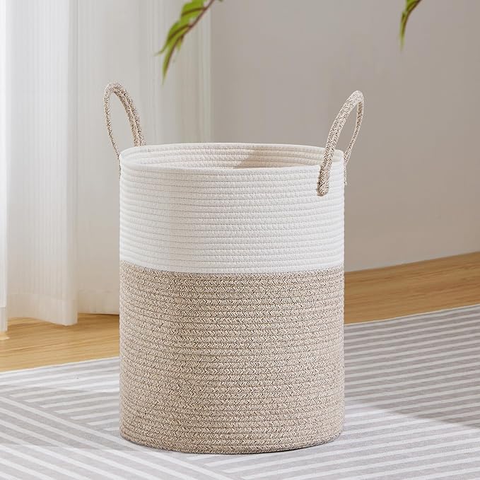 VIPOSCO Large Laundry Hamper, Tall Woven Rope Storage Basket by VIPOSCO