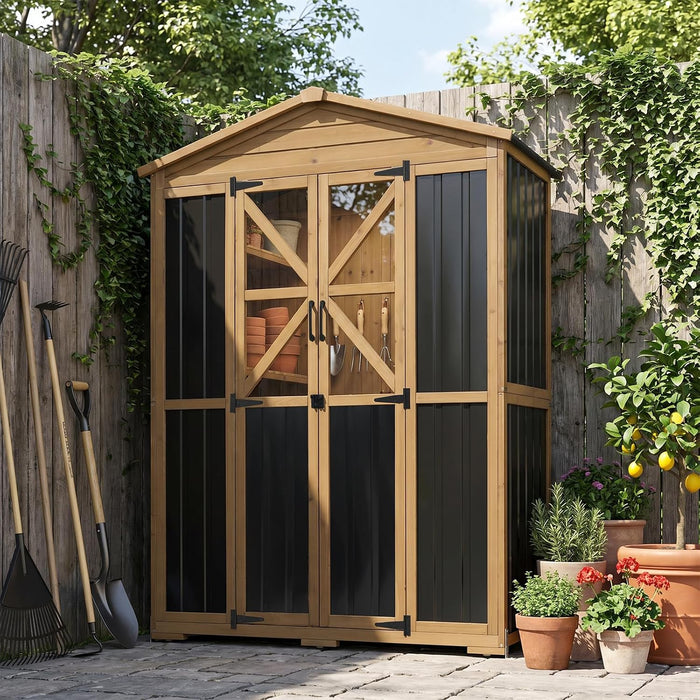 Extra Large Outdoor Storage Cabinet Weatherproof, Garden Shed with Shelves