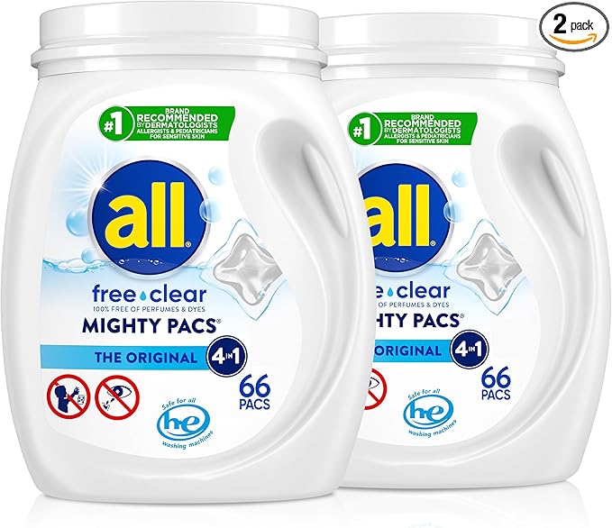 all Unit Dose Laundry Detergent, Mighty Pacs, Free Clear by all%C2%AELaundry