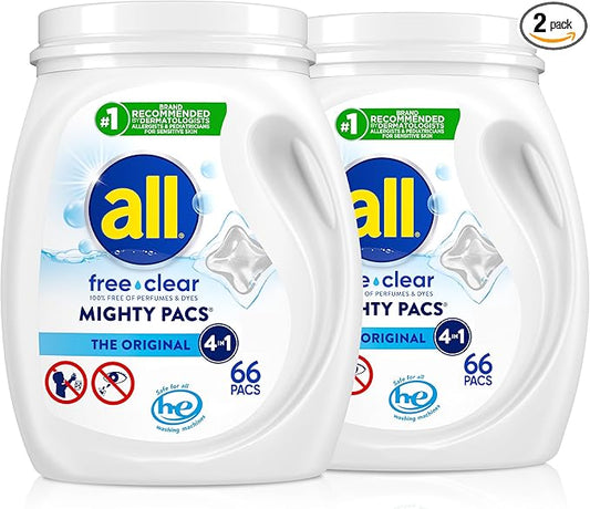 all Unit Dose Laundry Detergent, Mighty Pacs, Free Clear by all%C2%AELaundry