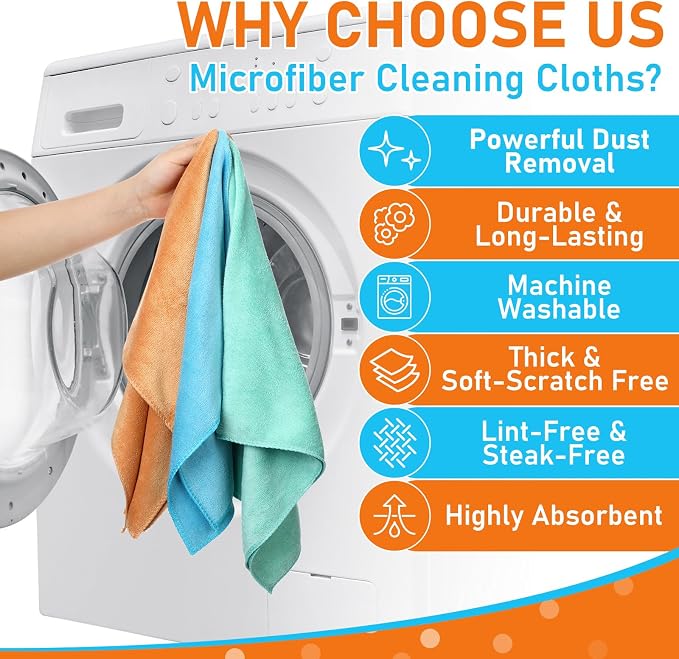 Newwiee 3 Pcs Extra Large Microfiber Cleaning Cloth 30" x 20" Washable Reusable - Image 4