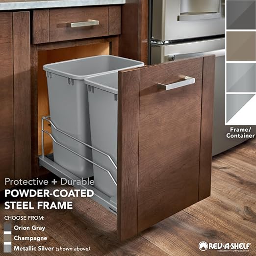 Rev-A-Shelf 53WC-1527SCDM-213 Double 27 Quart Pull-Out, Orion Gray - Image 6