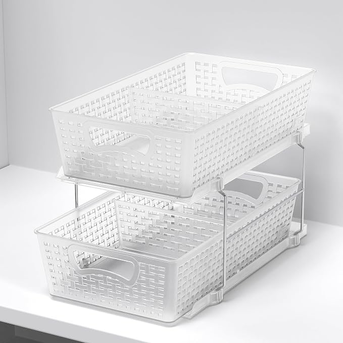 Simple Houseware 2 Tier Bathroom Organizer Tray Pull-Out Sliding - Image 8