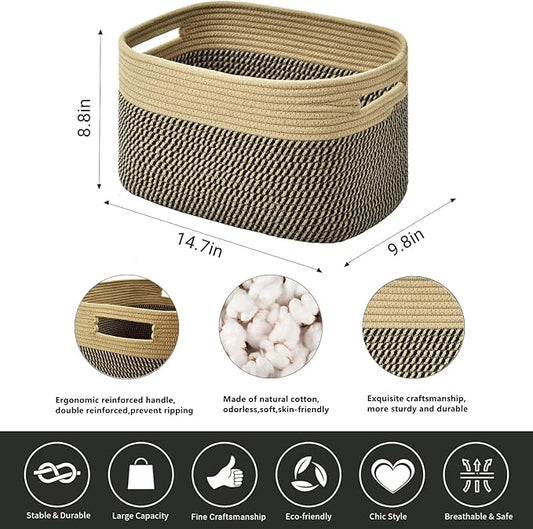 Storage Basket, Woven Baskets for Storage, Cotton Rope Baskets for Organizing - Image 2