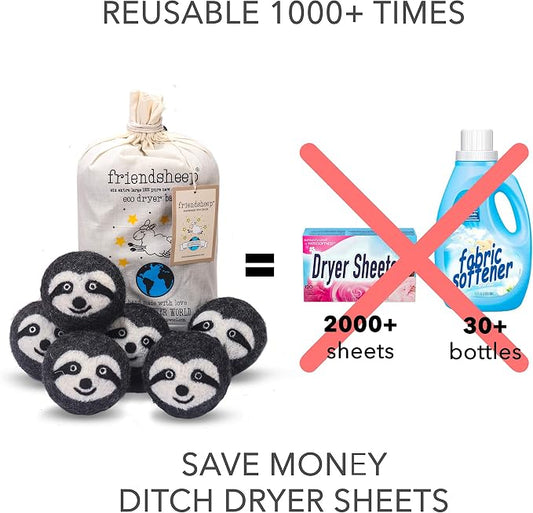 Friendsheep Wool Dryer Balls 6 Pack XL Organic Premium Reusable Cruelty Free - Image 2