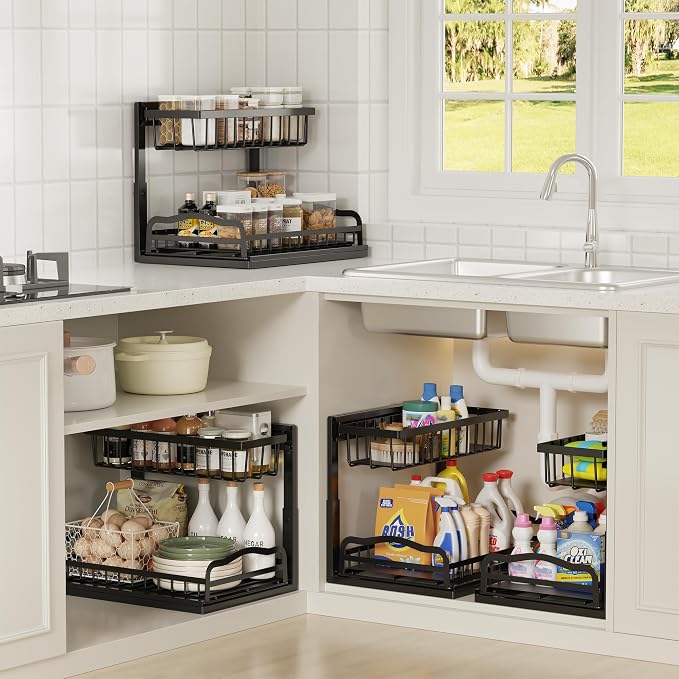 AceMining Under Sink Organizer, 2 Pack Pull-Out Under Cabinet Organizer - Image 9