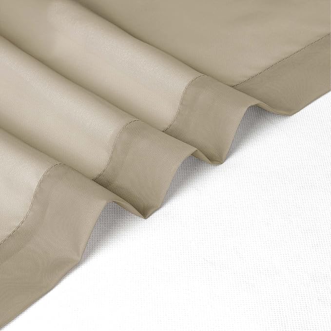 Chyhomenyc Taupe Sheer Curtains 36 inch Length 2 Panels, Light Filtering Voile - Image 8
