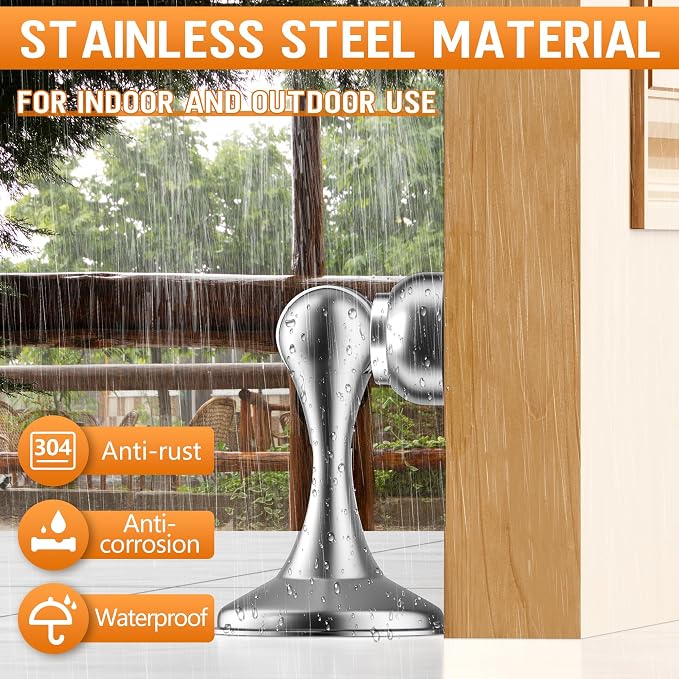 Crosize Magnetic Door Stoppers 4 Pack, Stainless Steel Door Catch - Image 8