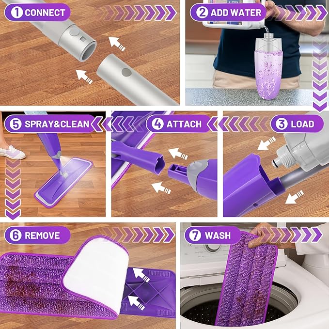 HOMTOYOU Spray Mops for Floor Cleaning: Wet Mop for Hardwood Tile Wood Laminate - Image 7
