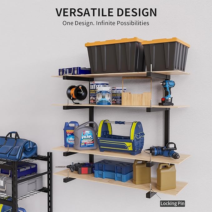 Lumber Storage Rack, Upgrade Cantilever Folding Lumber Rack Wall Mount - Image 7