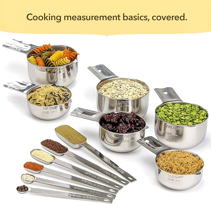 Simply Gourmet Measuring Cups and Spoons Set of 12 – Stainless Steel Kitchen - Image 2