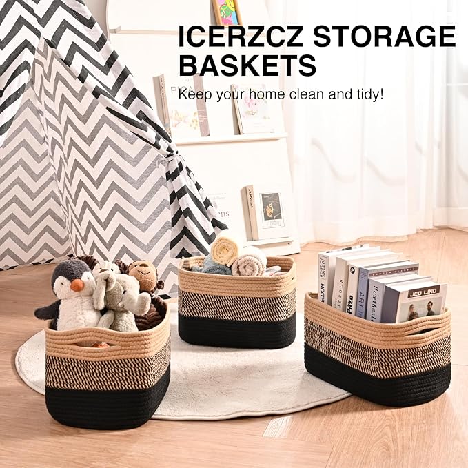 Storage Baskets for Shelves Organizing, Woven Cotton Rope Baskets for Storage - Image 6