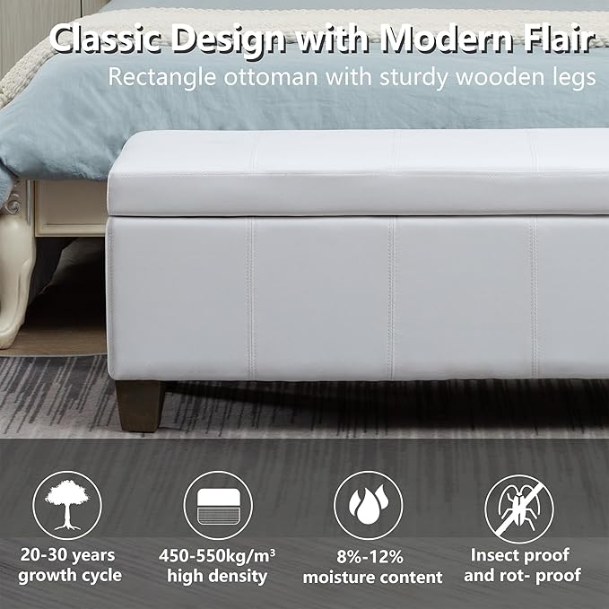 White Faux Leather Ottoman - Image 4