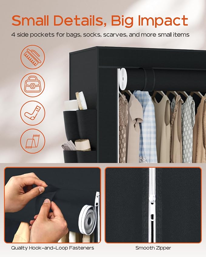 Portable Closet, 54.3 Inch Large Capacity Wardrobe Closet - Image 5