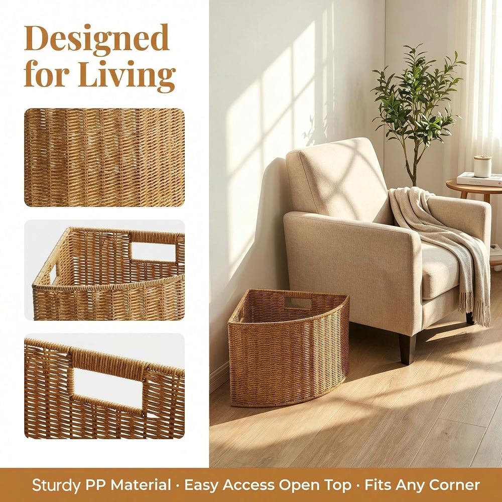 Corner Storage Basket Triangle Storage Box Sturdy Space Saving Fan Shape Narr...