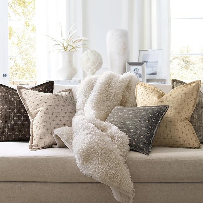 ZWJD Pillow Covers 22x22 Set of 2 Soft Polyester Textured Pillow Covers - Image 6