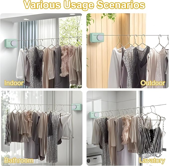 Retractable Clothesline Indoor/Outdoor, Anti-Sag - Image 7