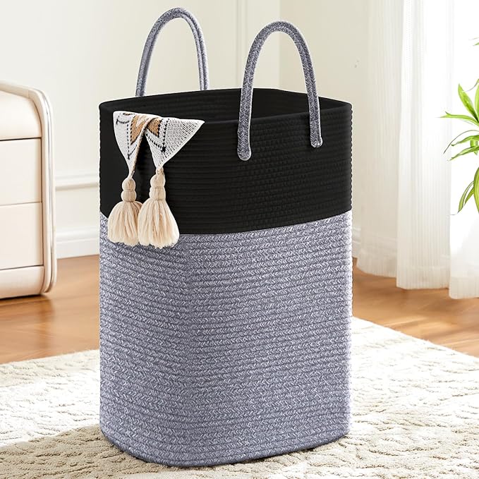 Laundry Basket, Woven Cotton Rope Laundry Hamper, Versatile Storage by Artfeel