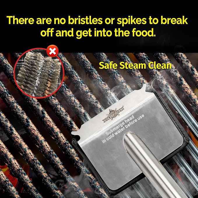 Grill Brush Bristle Free, Upgraded Aramid Fiber Wavy Pad Perfect - Image 7