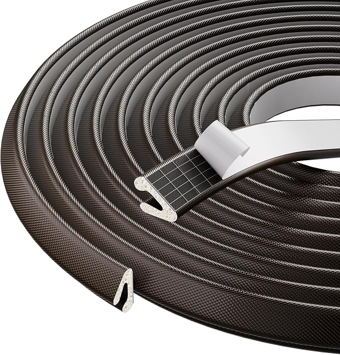 V Shape Foam Weather Stripping Door Frame Seal Strip 2Pcs×26FT Brown, Draft by KNEELISA