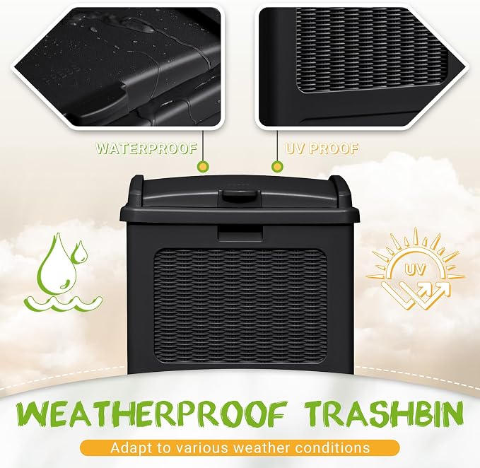 YESHOMY 33 Gallon Resin Outdoor Trash Can - Image 4