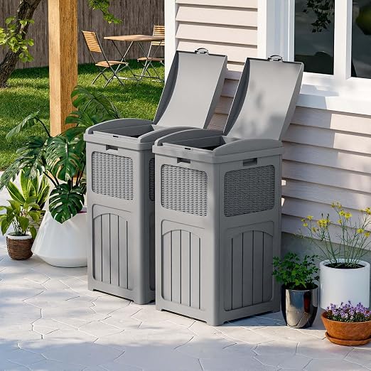 Patiowell 36 Gallon Outdoor Trash Can, Resin Outdoor Garbage Can - Image 3