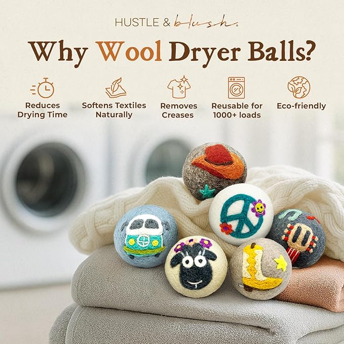Fluff Ewes Wool Dryer Balls 6 Pack Premium New Zealand Wool Laundry Balls - Image 2