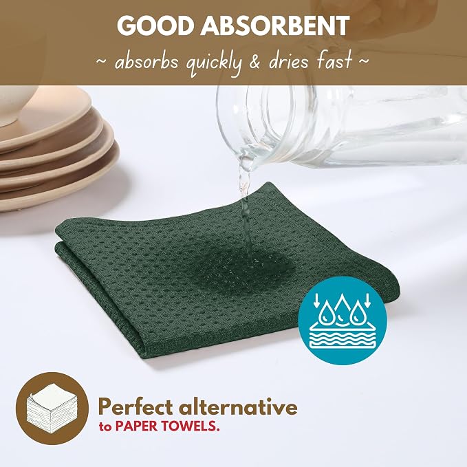 Native Fab Waffle Weave Dish Towels 12 Pack, 100% Cotton Kitchen Dishcloths - Image 3