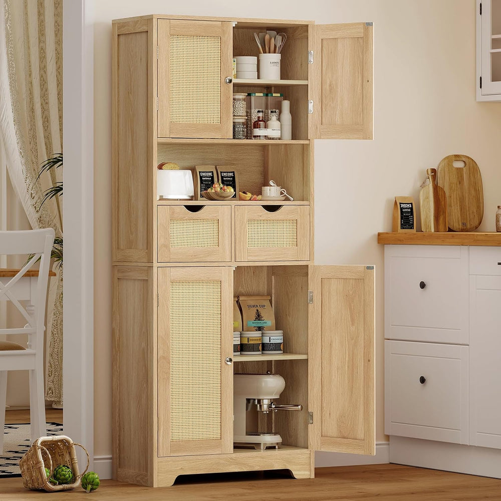 TEENFON 57.8" H Tall Storage Cabinet with 2 Drawers & 2 Adjustable S...