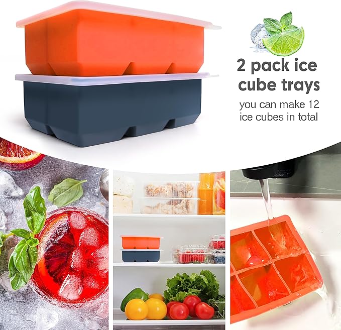 Silicone Ice Cube Trays with Lids, Large Square Ice Cube Molds - Image 4