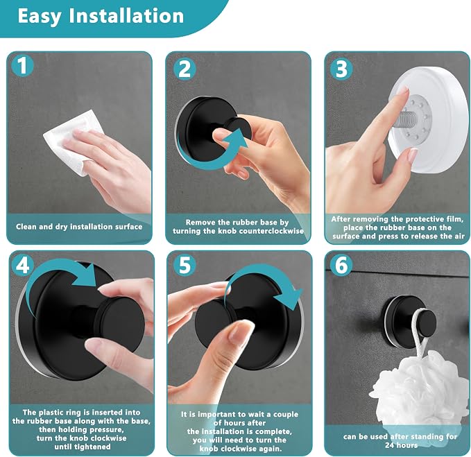 Suction Cup Hooks for Shower, Removable No Drill Towel Hooks, Upgraded 15 lbs - Image 7