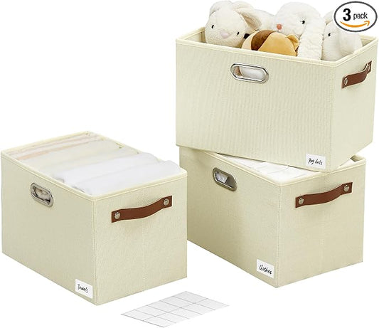 Large 3-Pack Foldable Fabric Storage Bins by Bagnizer